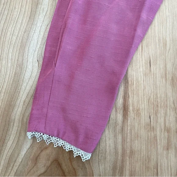 Vintage Dawn Joy Mauve Dress Peplum Waist Long Sleeve Lace Collar Size 9/10 - Picture 7 of 8